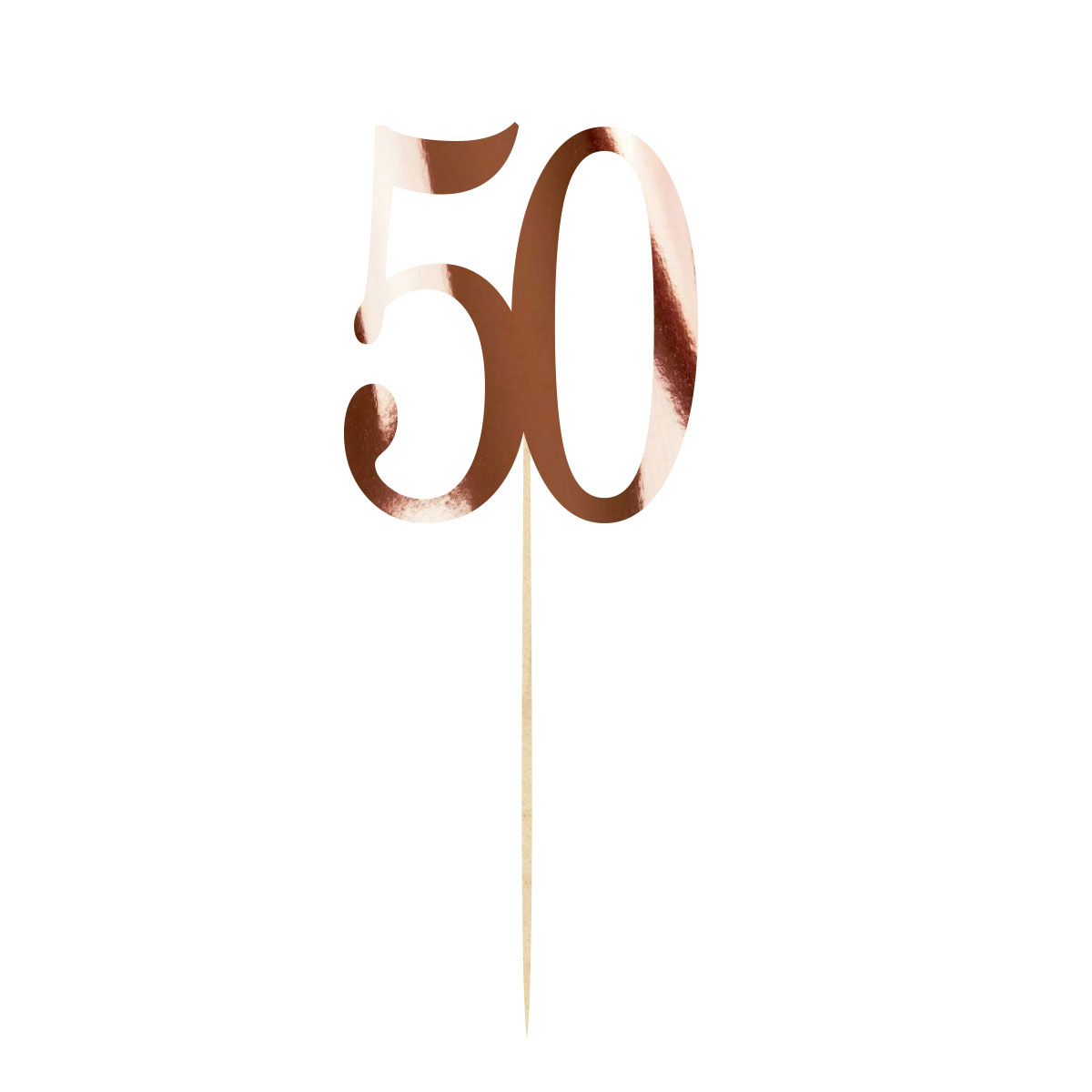 Topper na 50 urodziny cyfra liczba różowe złoto dekoracja na tort pik lustrzane