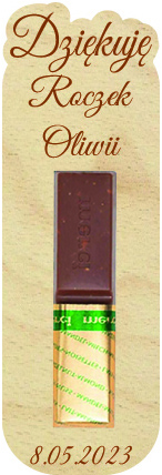 Podziękowanie dla gości MERCI czekoladki prezent z życzeniami na Komunię Roczek Urodziny Ślub Chrzest Święty IMIĘ grawer napis