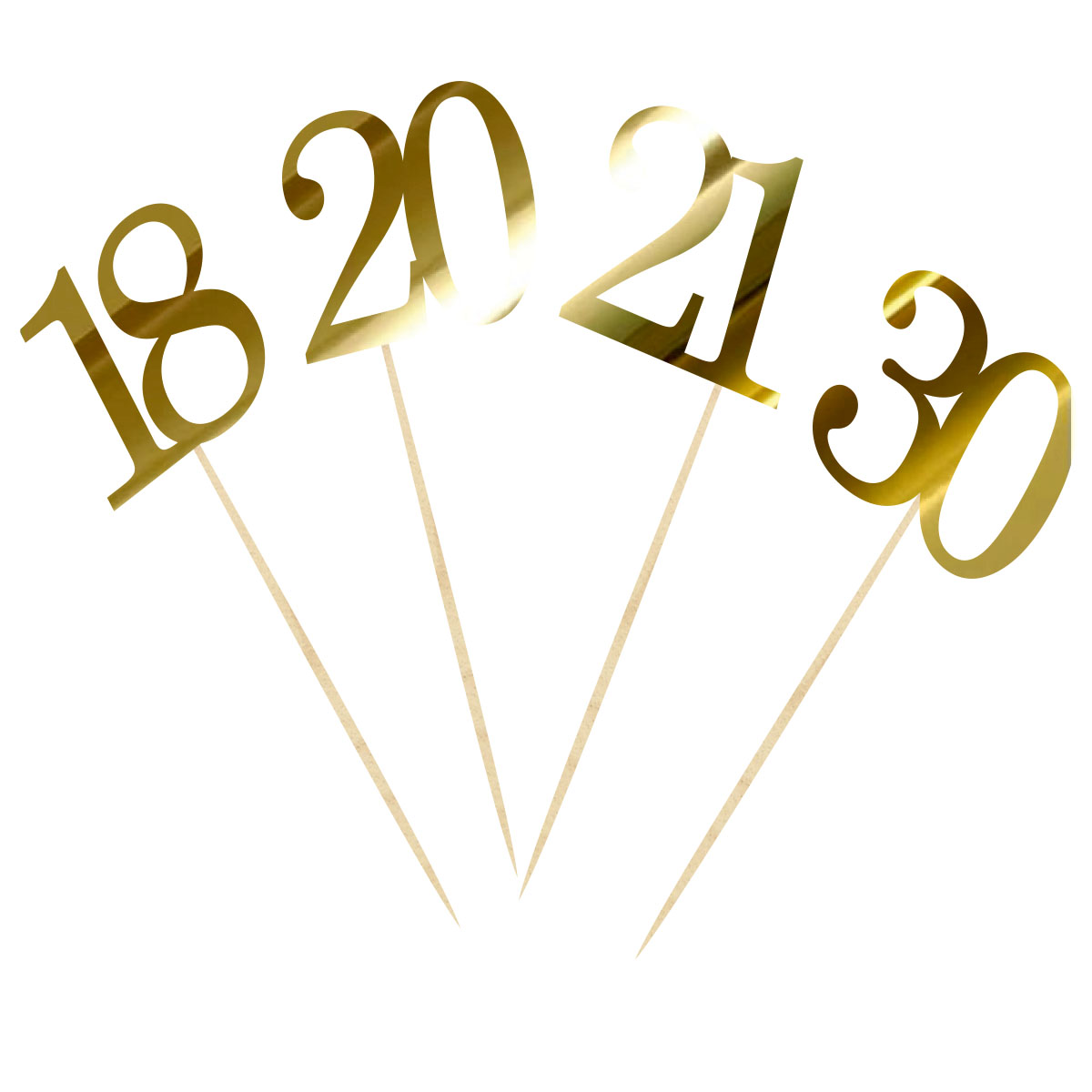 Topper numery na stół cyfra 18 30 40 50 60 liczba złota dekoracja na tort pik lustrzane złoto