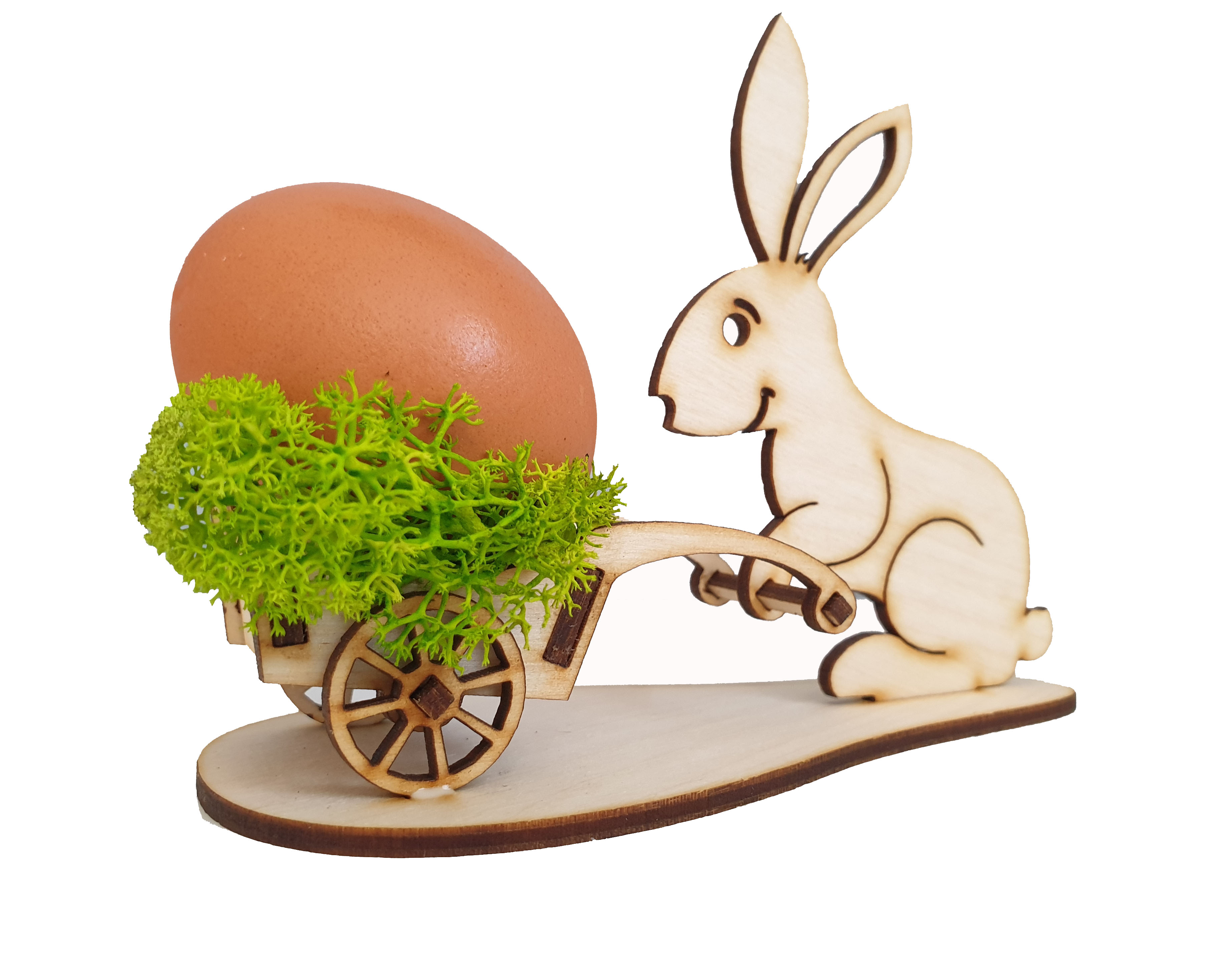 Zając wielkanocny z taczką i mchem