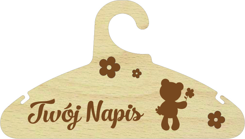 Drewniany wieszak na ubrania dzieciece, niemowlęce z Twoim napisem, Imię, grawer, personalizacja Urodziny, Chrzest, Roczek