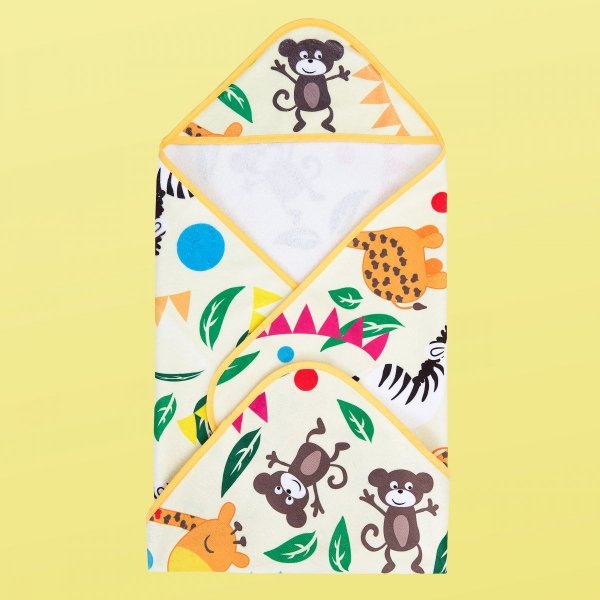 Rożek dziecięcy z kapturkiem 75x75 wz. Zwierzątka "Animals"