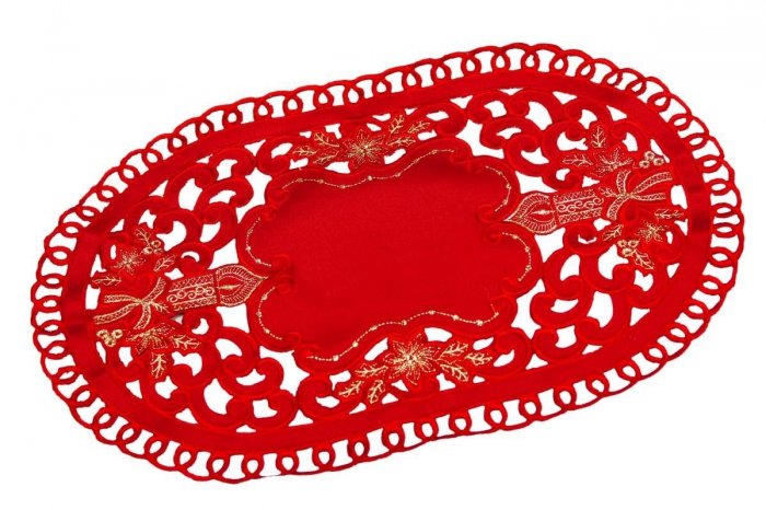 Obrus Świąteczny Boże Narodzenie wz. SUP 30x45 Kolor: bordowy - świece