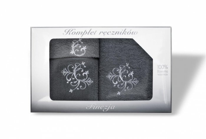 Komplet ręczników Finezja 3-częściowy (70x140, 50x90, 30x50 cm) 100% bawełna wz. grafit