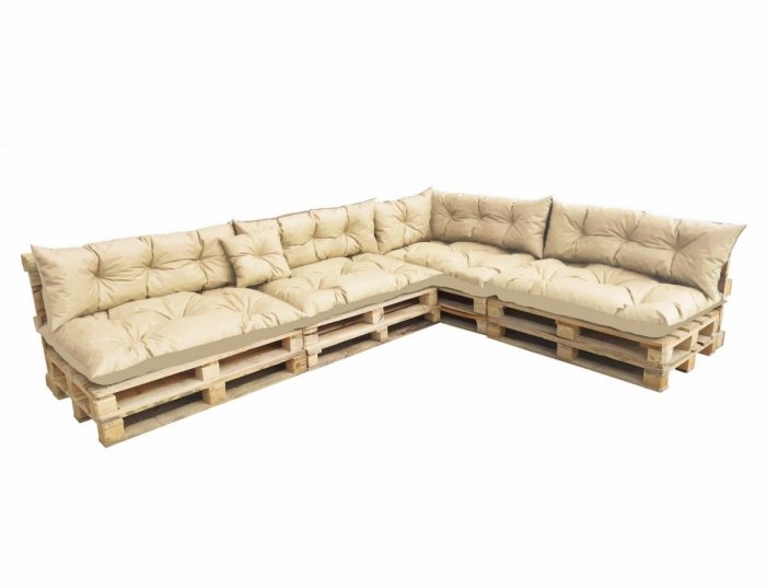 Duży komplet poduszek ogrodowych na palety wz. Krem