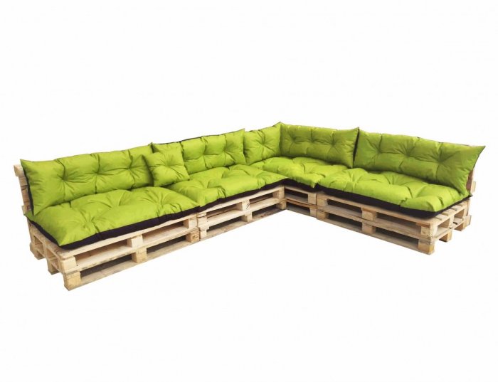 Duży komplet poduszek ogrodowych na palety wz. Limonka