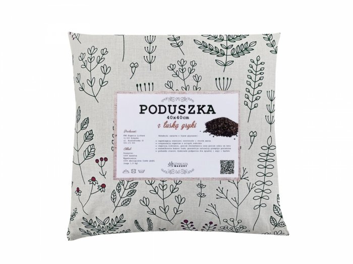 Poduszka z łuską gryki 40x40 wz. 3 roślinki