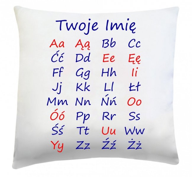 Poduszka z alfabetem oraz Twoim imieniem 40x40