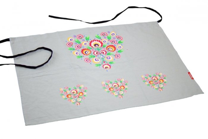 Fartuch Zapaska Ludowa - Łowickie wzory 55x80 wz. 023 Kolor szary