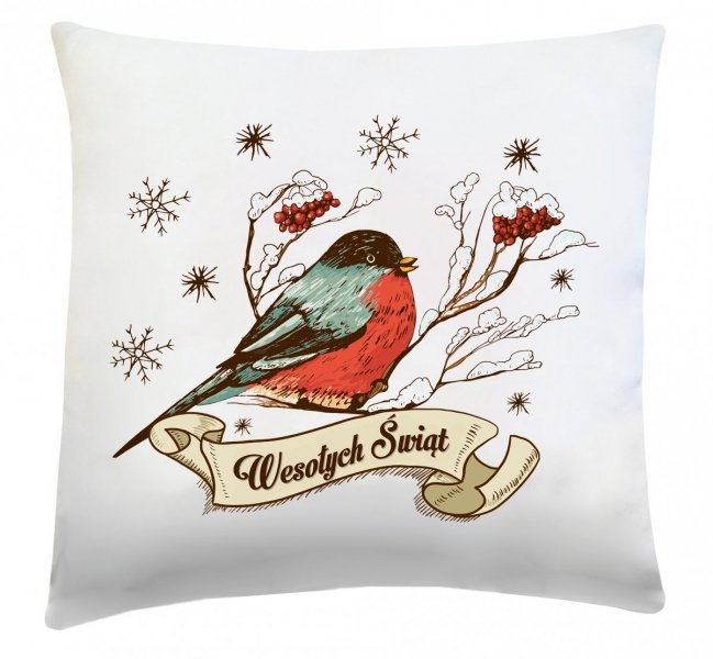 Poduszka świąteczna 40x40 wz. Ptaszek Świąteczny