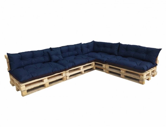 Duży komplet poduszek ogrodowych na palety wz. Granat