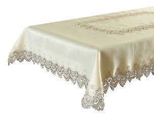 Obrus gipiurowy rozmiar 130x160 owal wzór krem (088 ov)