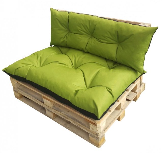 Komplet poduszek ogrodowych na palety 120x80 + 120x40 wz. Limonka