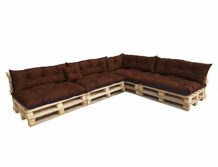 Duży komplet poduszek ogrodowych na palety wz. Brązowy