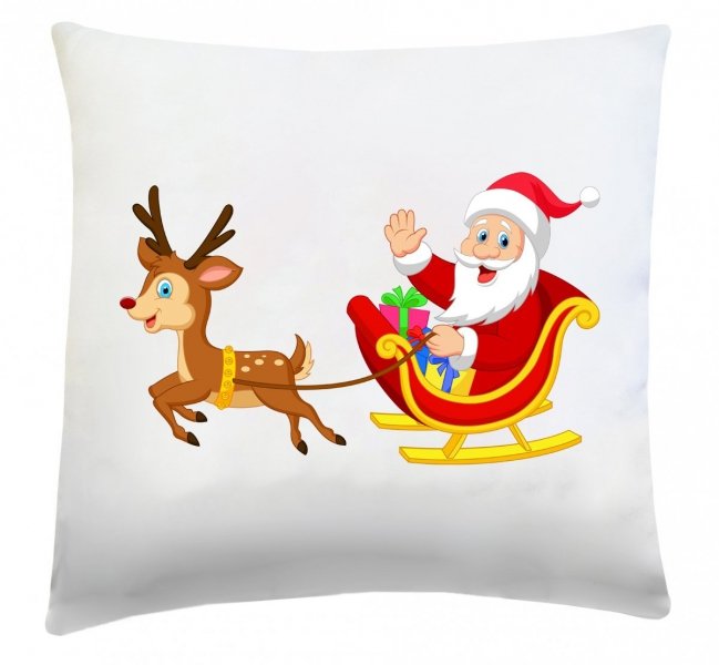 Poduszka świąteczna 40x40 wz. Mikołaj na saniach