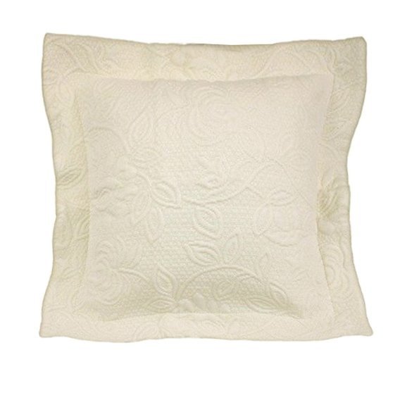 Poszewka żakardowa FLOWER z ozdobną ramką 50x50 wz. ecru