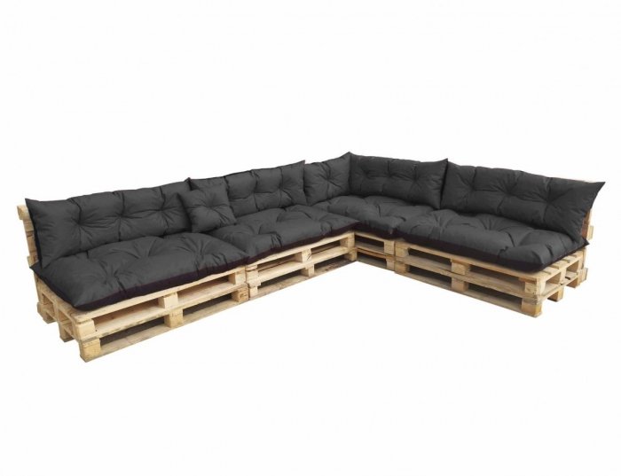 Duży komplet poduszek ogrodowych na palety wz. Szary