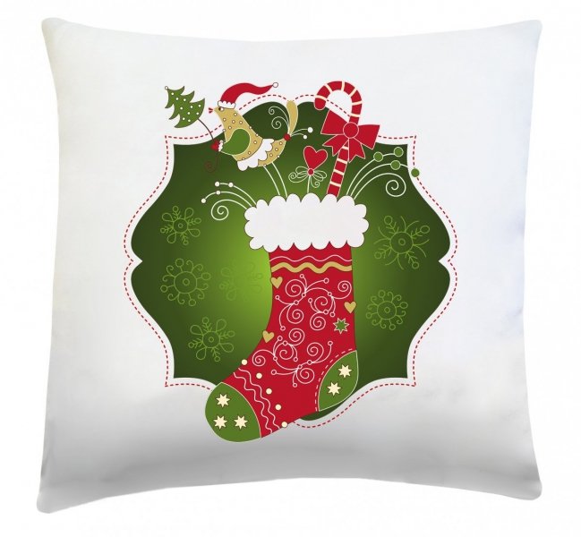 Poduszka świąteczna 40x40 wz. Skarpeta świąteczna