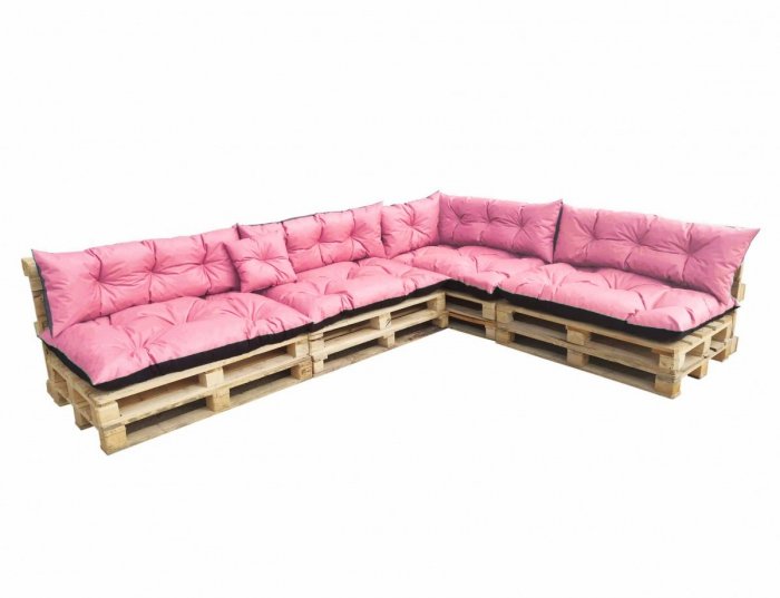 Duży komplet poduszek ogrodowych na palety wz. Różowy