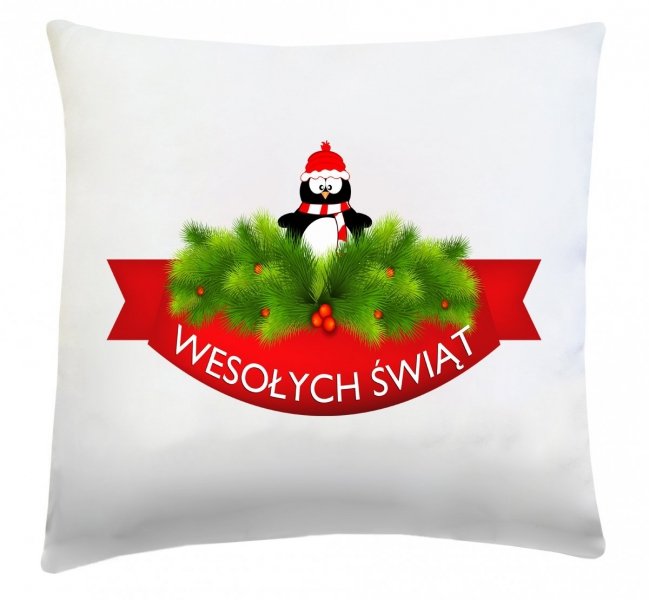 Poduszka świąteczna 40x40 wz. Pingwin Świąteczny