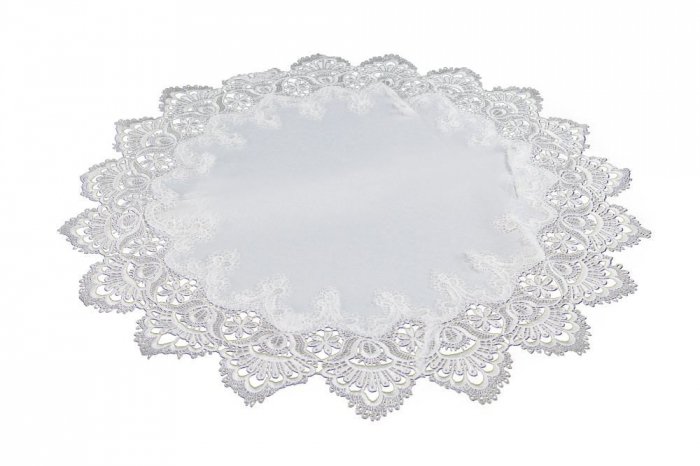 Serwetka gipiurowa haftowana 45cm koło wz. biały 088