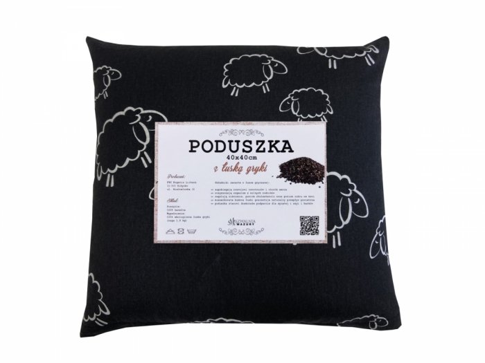Poduszka z łuską gryki 40x40 wz. 8 baranki czarne