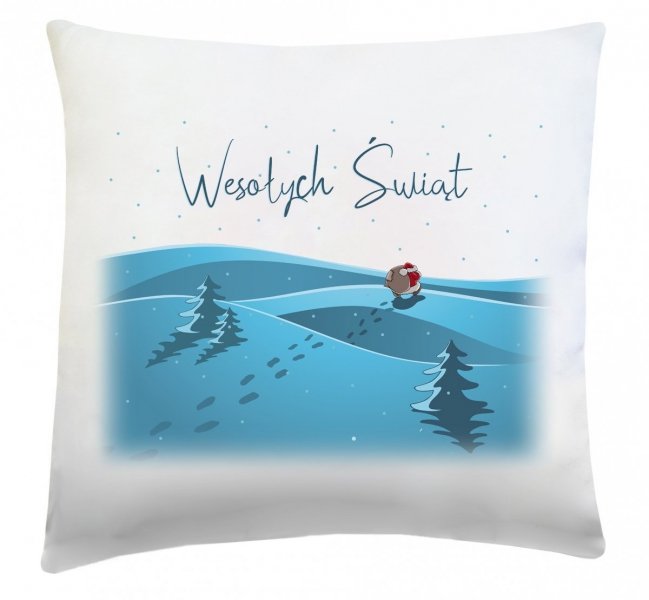 Poduszka świąteczna 40x40 wz. Mikołaj w drodze