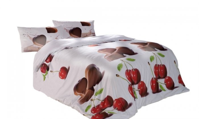 Pościel satynowa Valentini Bianco 160x200 + 2x70x80 wz. Chocolade
