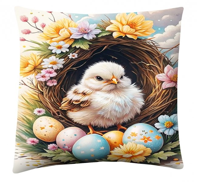 Poduszka z nadrukiem dwustronnym 40x40 Kurczątka wielkanocne 2