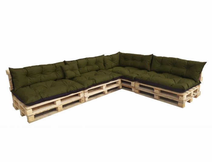Duży komplet poduszek ogrodowych na palety wz. Khaki