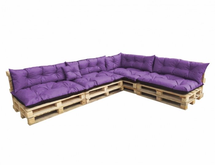 Duży komplet poduszek ogrodowych na palety wz. Wrzosowy