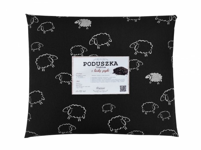 Poduszka z łuską gryki 70x80 wz. 8 baranki czarne