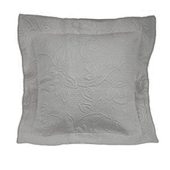 Poszewka żakardowa FLOWER z ozdobną ramką 50x50 wz. popielaty