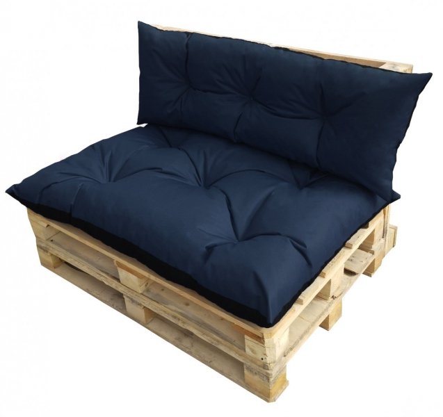 Komplet poduszek ogrodowych na palety 120x80 + 120x40 wz. Granat