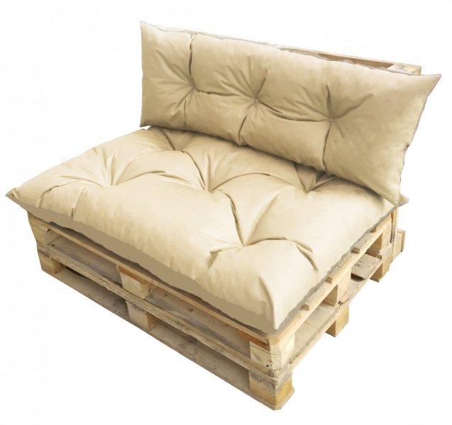 Komplet poduszek ogrodowych na palety 120x80 + 120x40 wz. Krem