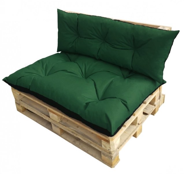 Komplet poduszek ogrodowych na palety 120x80 + 120x40 wz. Butelkowa zieleń