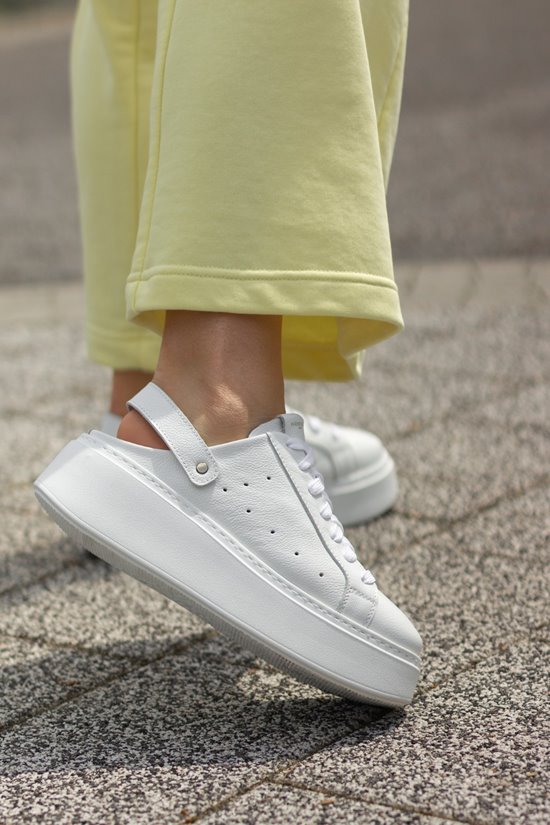 Sneakersy klapki SN41 - 13 biały groch