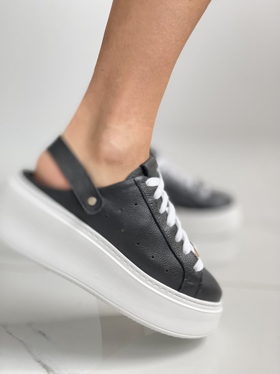 Sneakersy klapki SN41 - 13 czarny groch / biały