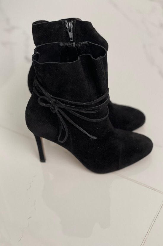 Botki damskie 70801 Czarny zamsz