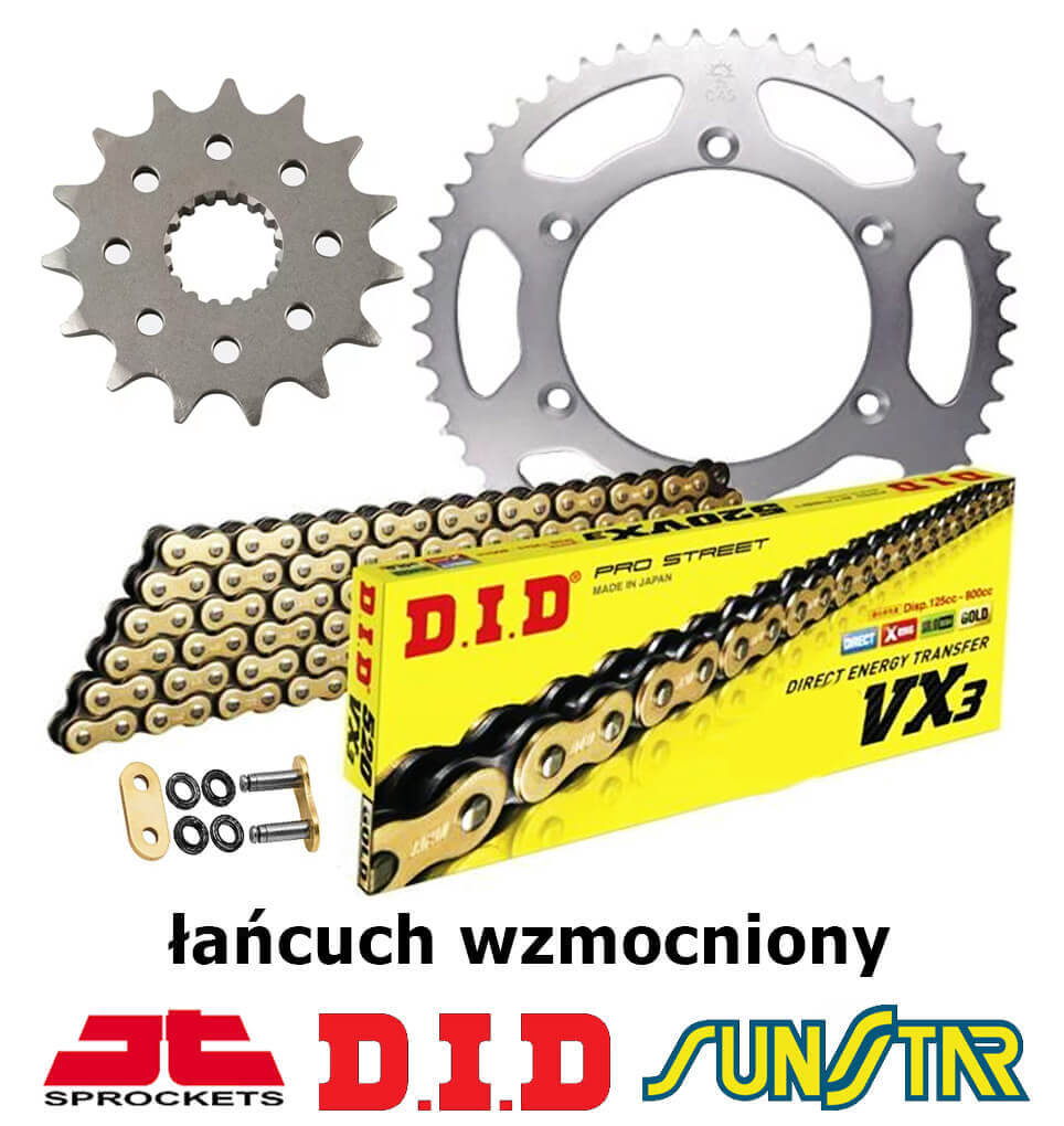 Honda Vt 125C Shadow 1999-2007 Zestaw Napędowy Did Wzmocniony Złoty Honda 2000 125 Vt 125 Shadow