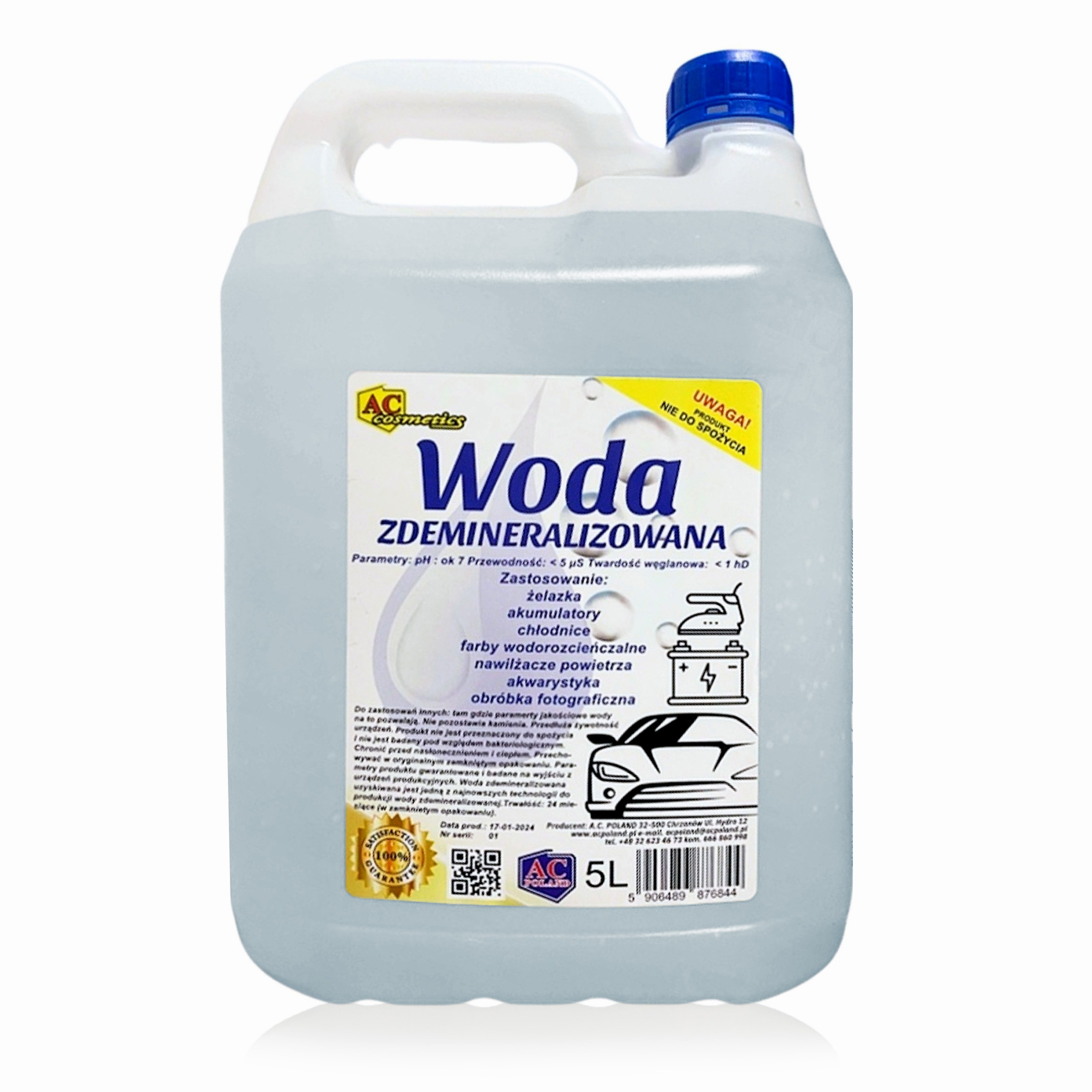 Woda destylowana 5L - do lewatyw z kawy terapeutycznej