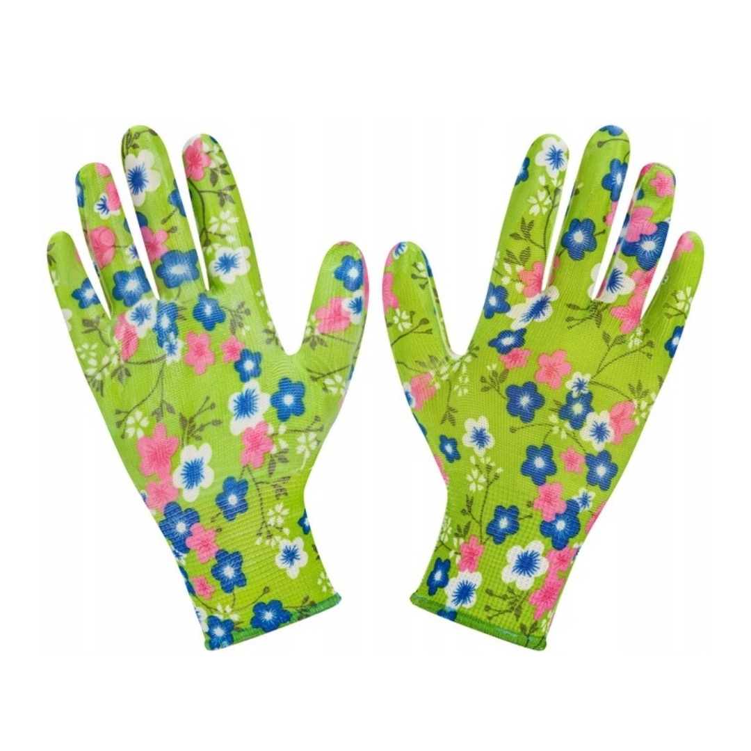 Rękawice ogrodnicze kwiatki rozm R7