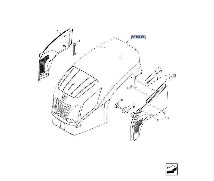 Panel boczny lewy New Holland T5 47404701 CNH