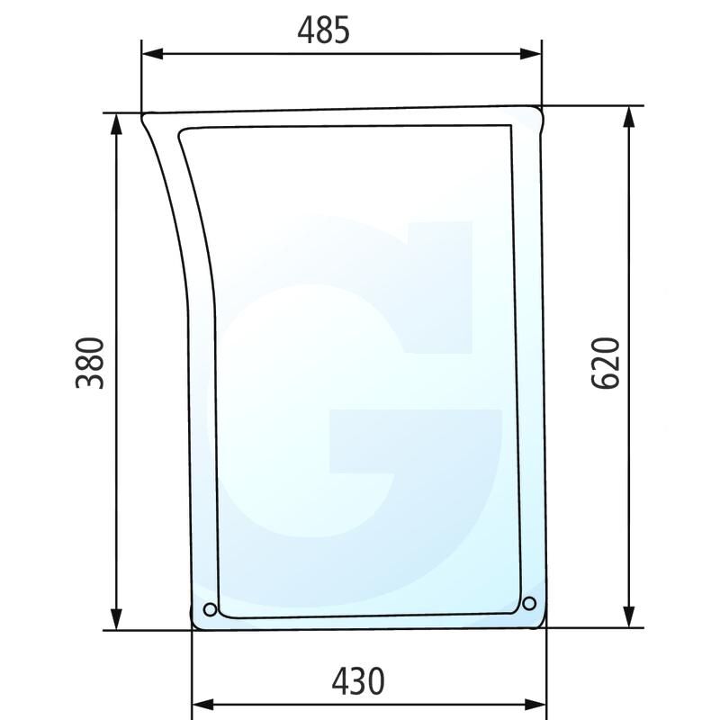 Szyba przednia dolna, lewa John Deere 7600 R96196
