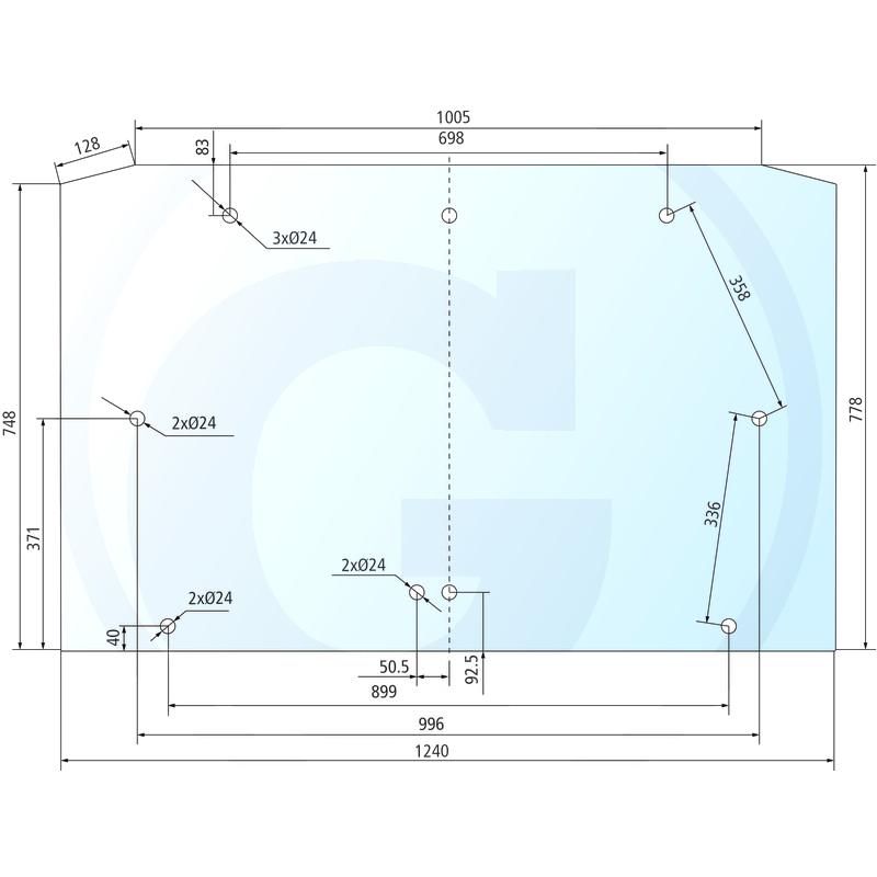 Szyba tylna 9 otw. Hürlimann 0.9231.268.0