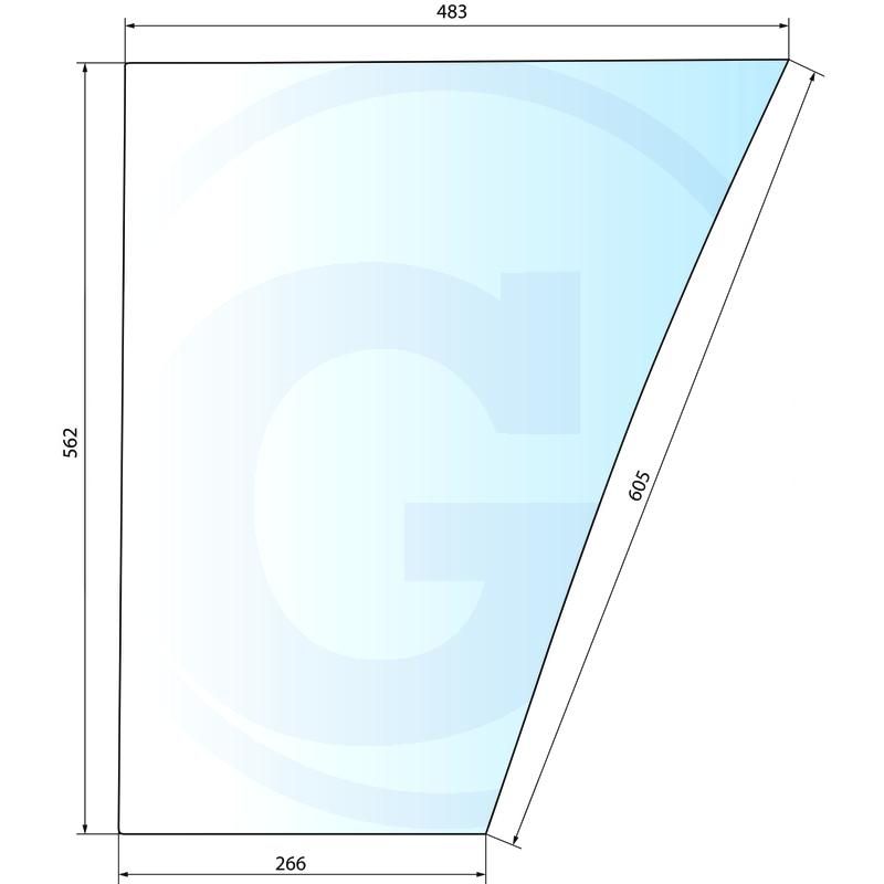 Szyba przednia dolna, prawa John Deere 1640 4450 L62576
