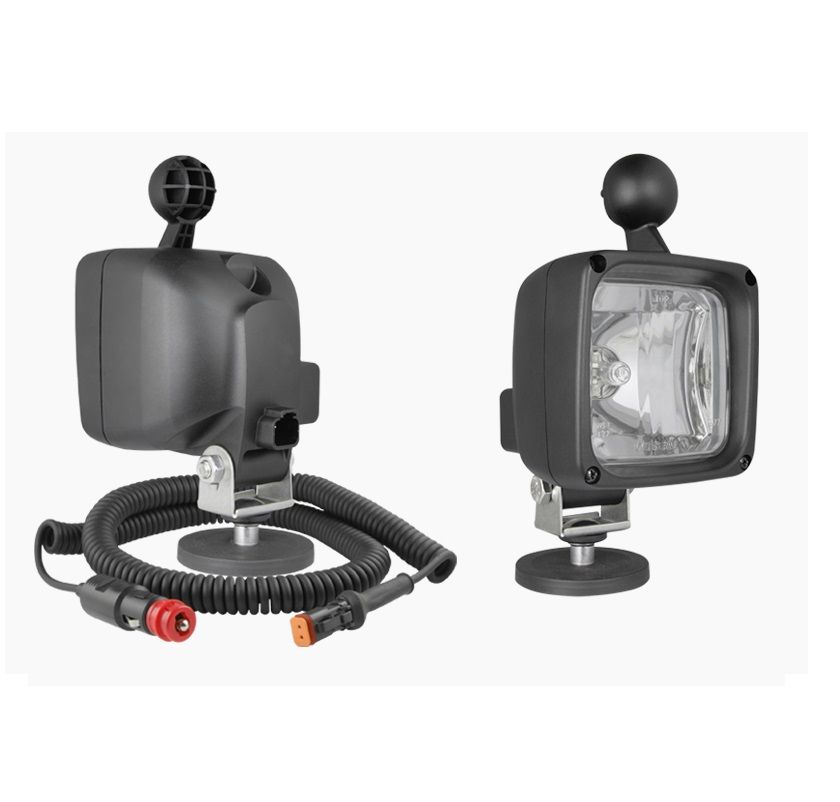 Halogenowa lampa robocza z uchwytem magnetycznym, złączem Deutsch DT04-2P i przewodem spiralnym H3 12V LKR5FF.46572 Wesem