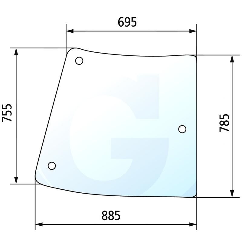 Szyba narożnikowa prawa John Deere 5220 5090R R201575, SU33102