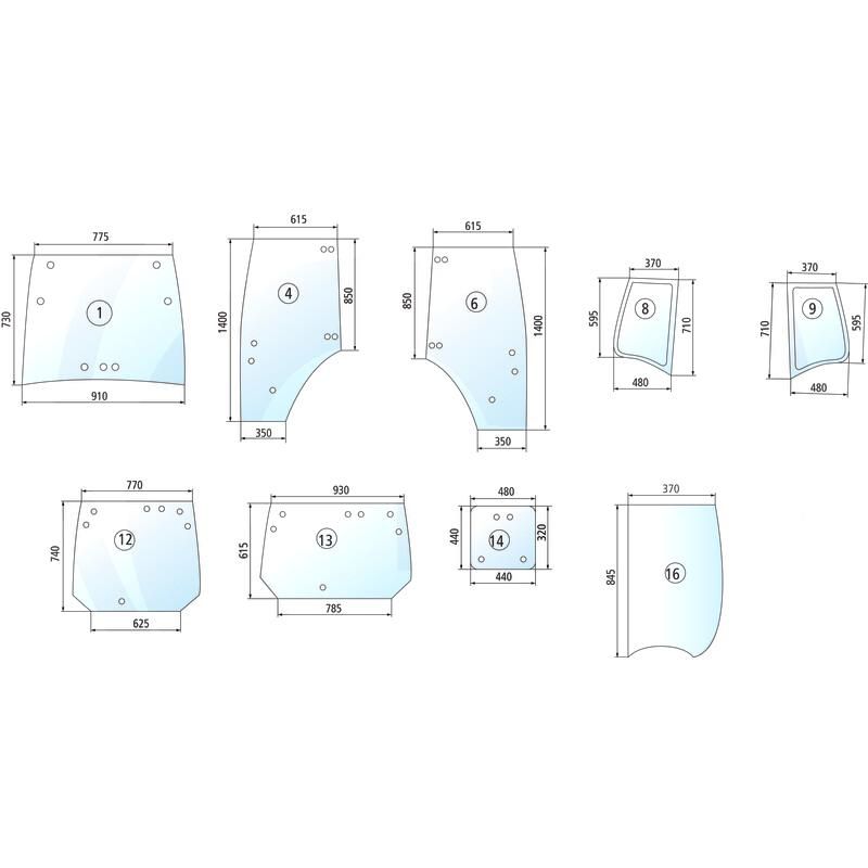 Szyba boczna prawa, kabina Neumaier Fendt 206S 209S F329810010050