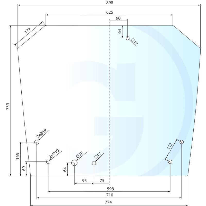 Szyba tylna Fendt 206V 206F 210812050010